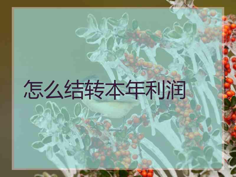 怎么结转本年利润 怎么结转本年利润