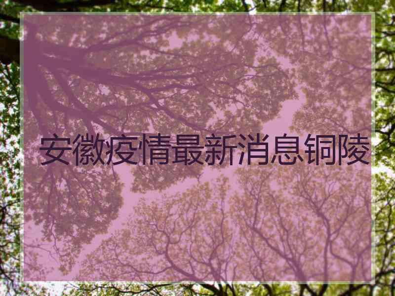 安徽疫情最新消息铜陵 安徽疫情最新消息铜陵