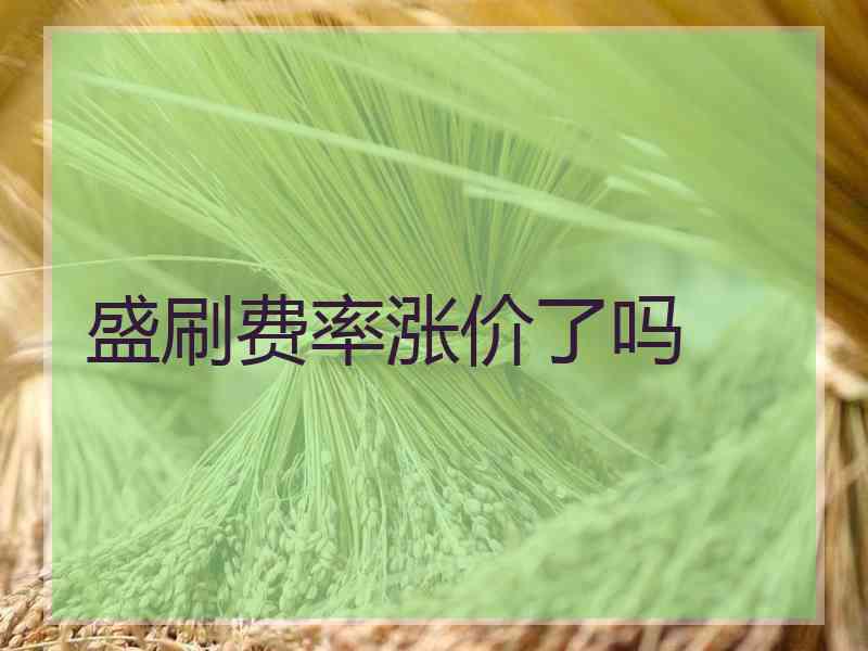 盛刷费率涨价了吗 盛刷费率涨价了吗