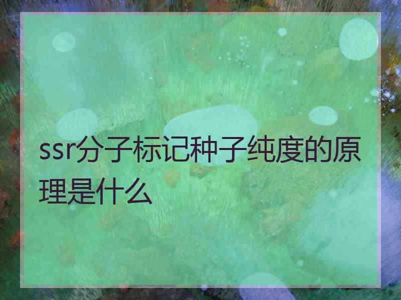 ssr分子标记种子纯度的原理是什么 ssr分子标记种子纯度的原理是什么