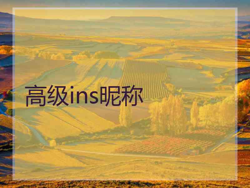 高级ins昵称 高级ins昵称