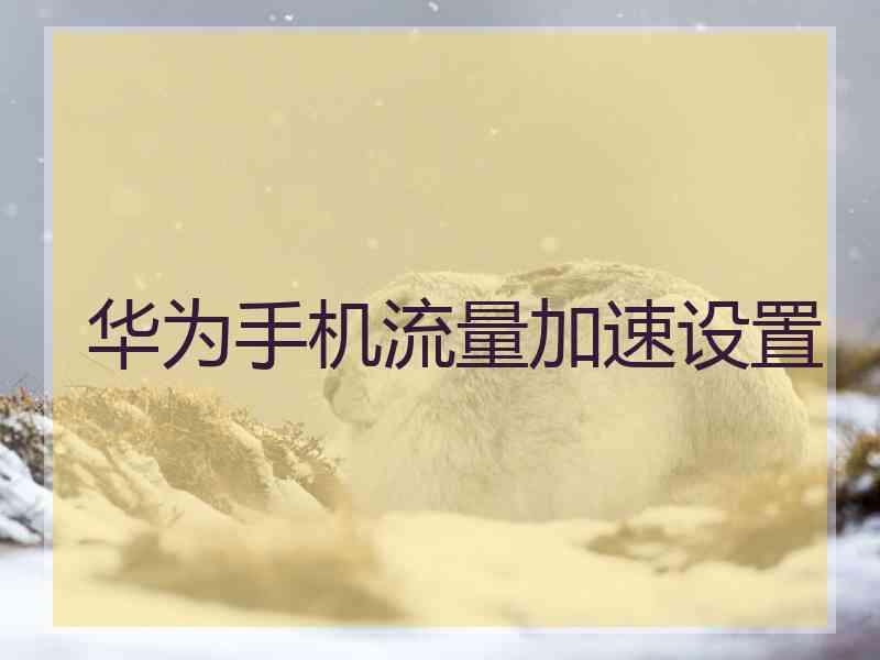 华为手机流量加速设置 华为手机流量加速设置