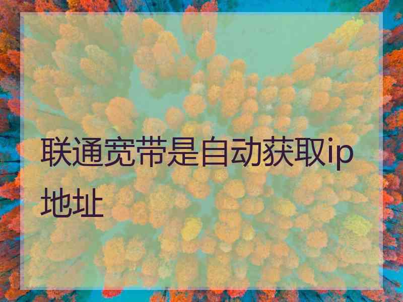 联通宽带是自动获取ip地址 联通宽带是自动获取ip地址