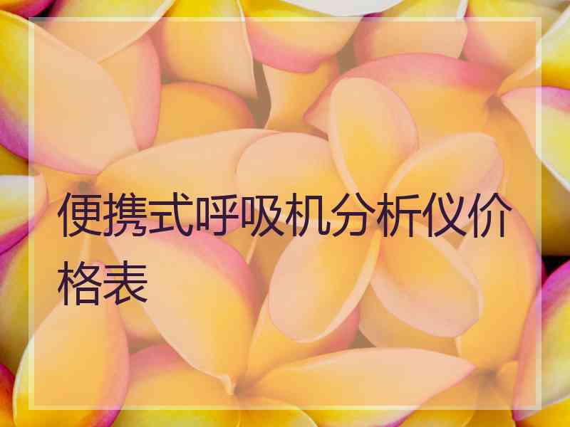 便携式呼吸机分析仪价格表 便携式呼吸机分析仪价格表