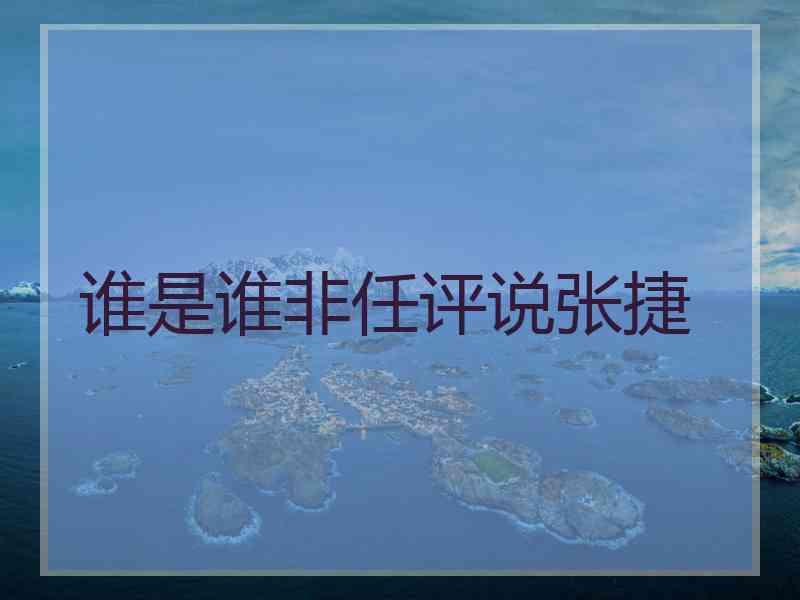 谁是谁非任评说张捷 谁是谁非任评说张捷