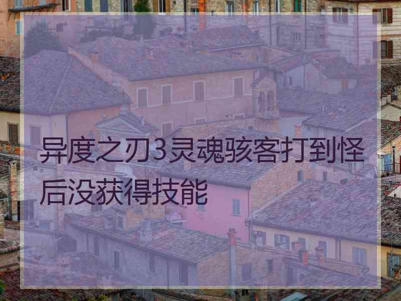 异度之刃3灵魂骇客打到怪后没获得技能 异度之刃3灵魂骇客打到怪后没获得技能