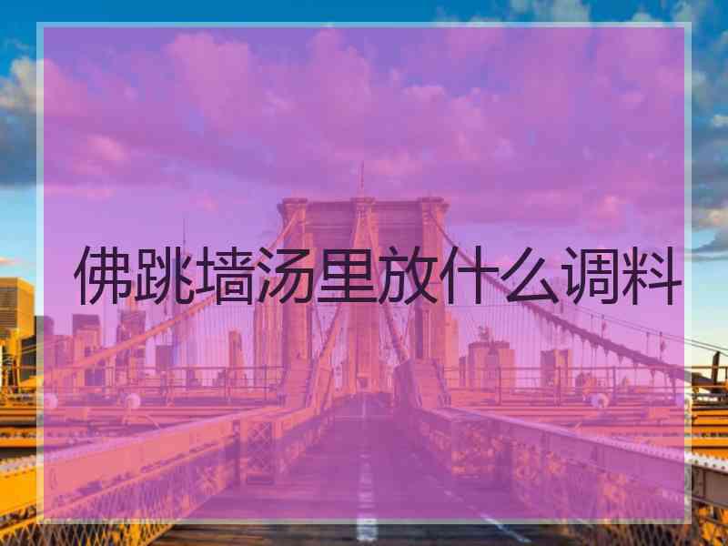佛跳墙汤里放什么调料 佛跳墙汤里放什么调料