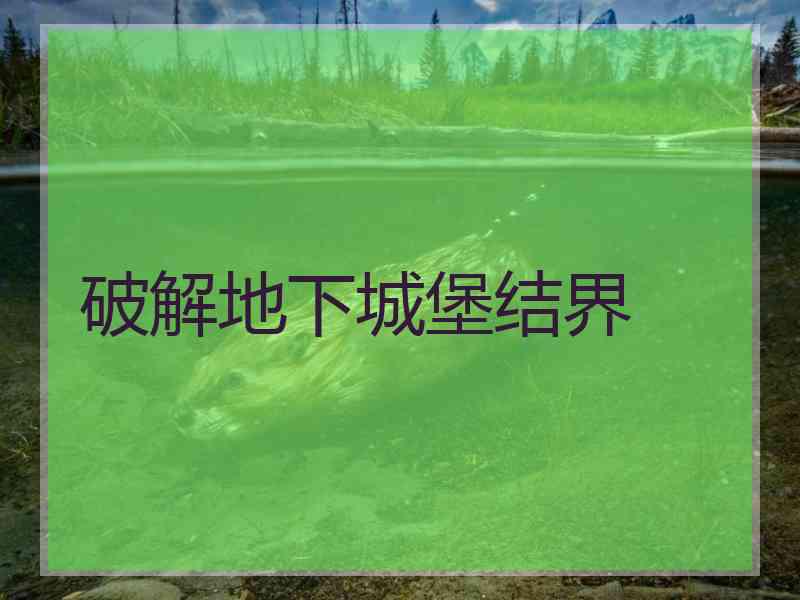 破解地下城堡结界 破解地下城堡结界