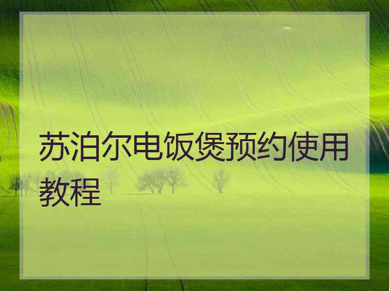 苏泊尔电饭煲预约使用教程 苏泊尔电饭煲预约使用教程
