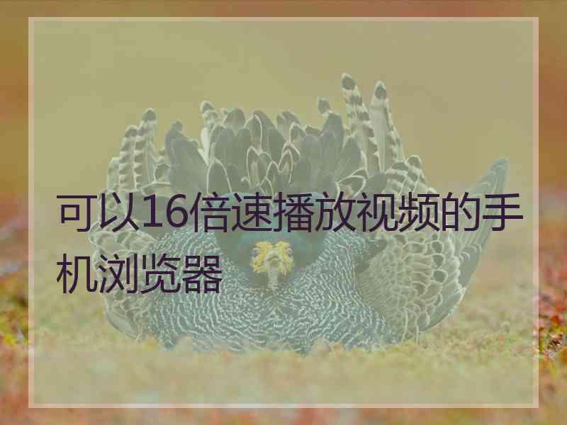 可以16倍速播放视频的手机浏览器 可以16倍速播放视频的手机浏览器