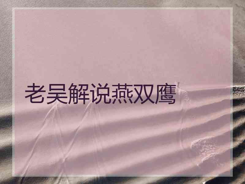 老吴解说燕双鹰 老吴解说燕双鹰