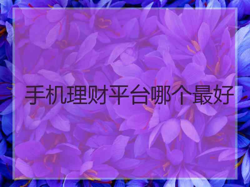 手机理财平台哪个最好 手机理财平台哪个最好