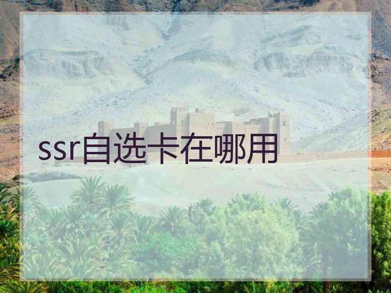 ssr自选卡在哪用 ssr自选卡在哪用