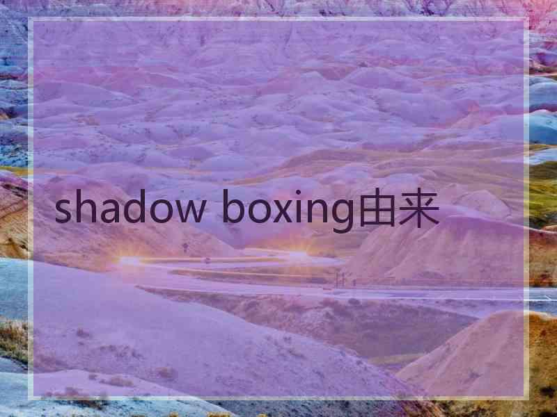shadow boxing由来 shadow boxing由来