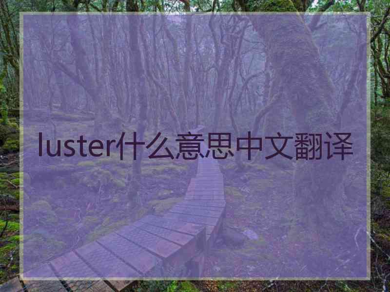 luster什么意思中文翻译 luster什么意思中文翻译
