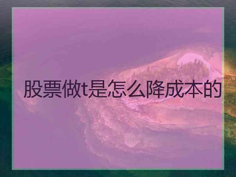 股票做t是怎么降成本的 股票做t是怎么降成本的