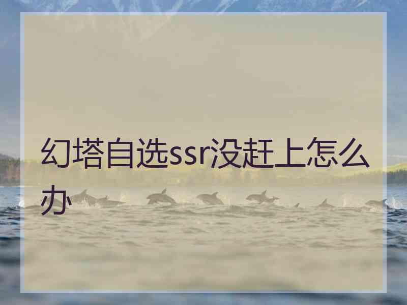 幻塔自选ssr没赶上怎么办 幻塔自选ssr没赶上怎么办