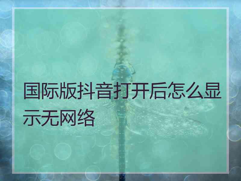 国际版抖音打开后怎么显示无网络 国际版抖音打开后怎么显示无网络