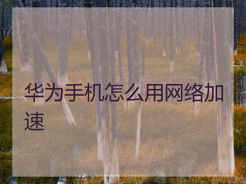 华为手机怎么用网络加速 华为手机怎么用网络加速