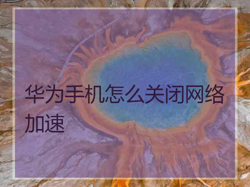 华为手机怎么关闭网络加速 华为手机怎么关闭网络加速