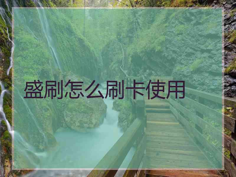 盛刷怎么刷卡使用 盛刷怎么刷卡使用