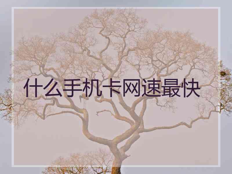 什么手机卡网速最快 什么手机卡网速最快