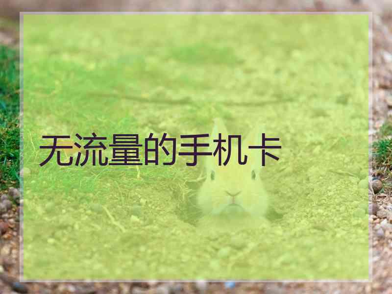 无流量的手机卡 无流量的手机卡