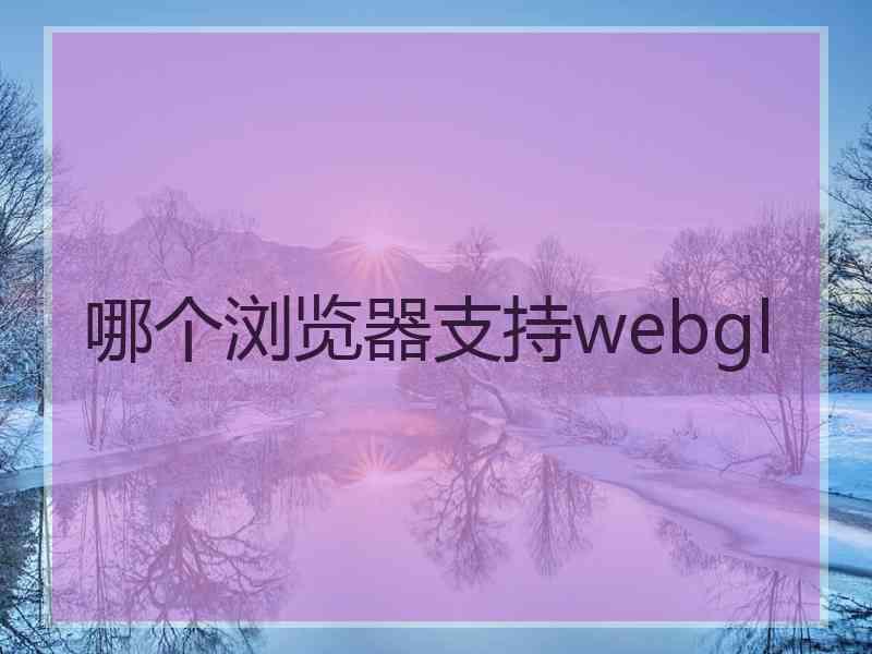 哪个浏览器支持webgl 哪个浏览器支持webgl