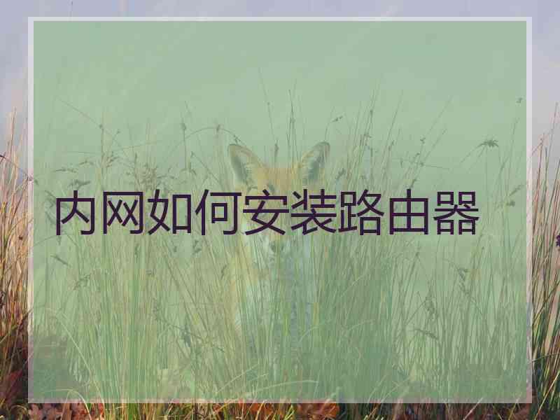 内网如何安装路由器 内网如何安装路由器