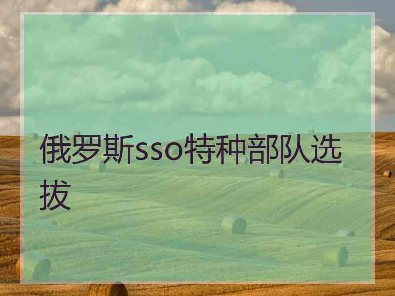 俄罗斯sso特种部队选拔 俄罗斯sso特种部队选拔