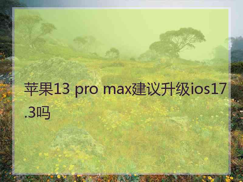 苹果13 pro max建议升级ios17.3吗