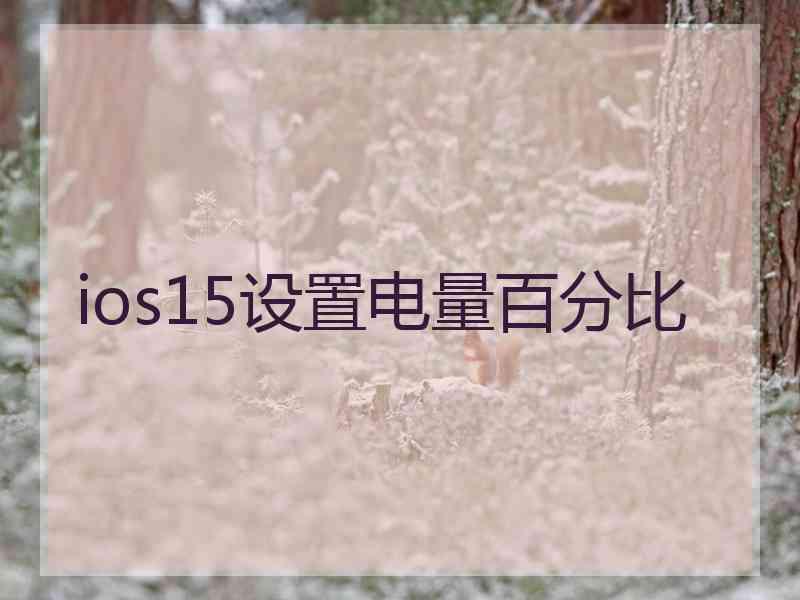 ios15设置电量百分比