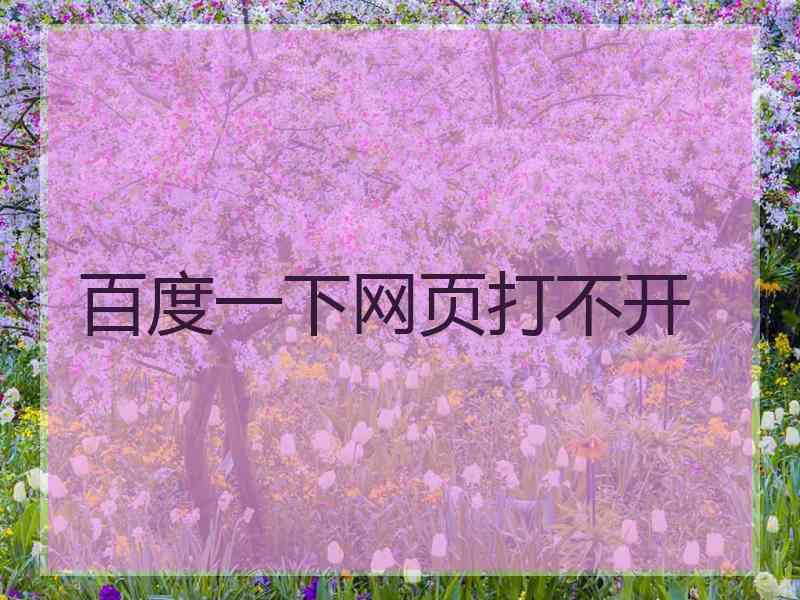 百度一下网页打不开