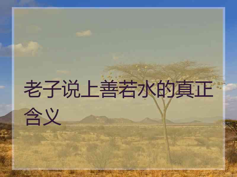 老子说上善若水的真正含义