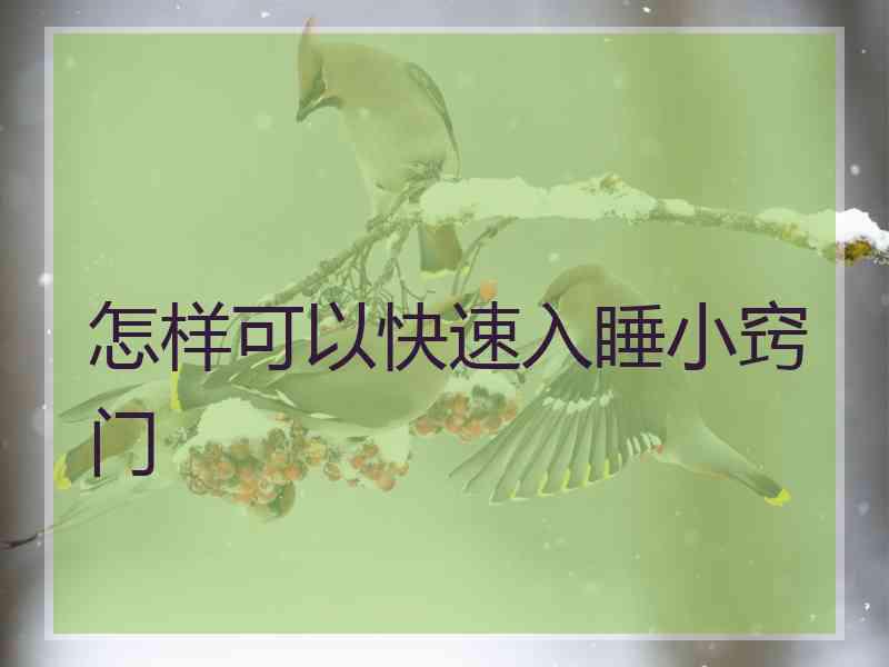 怎样可以快速入睡小窍门