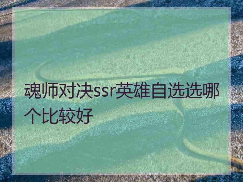 魂师对决ssr英雄自选选哪个比较好