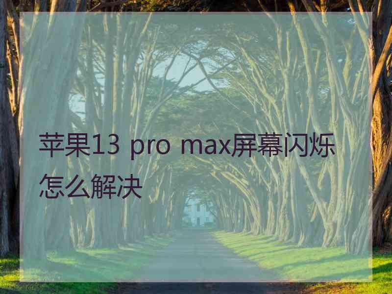 苹果13 pro max屏幕闪烁怎么解决