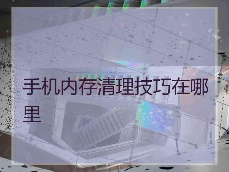 手机内存清理技巧在哪里