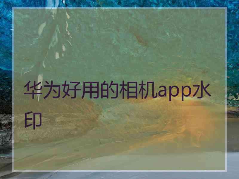 华为好用的相机app水印