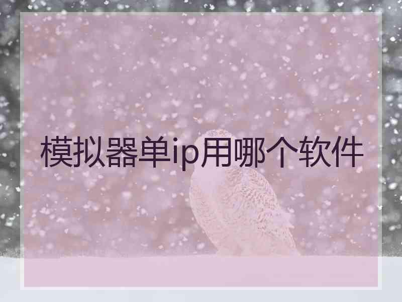 模拟器单ip用哪个软件