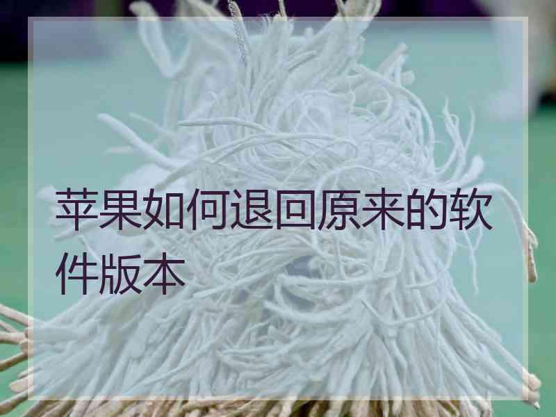 苹果如何退回原来的软件版本