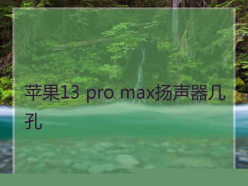 苹果13 pro max扬声器几孔