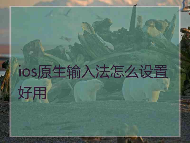 ios原生输入法怎么设置好用