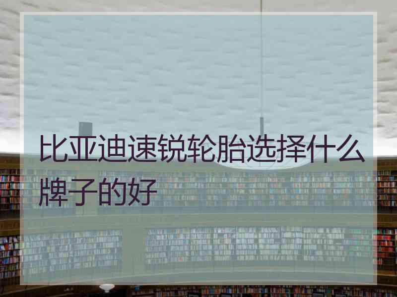 比亚迪速锐轮胎选择什么牌子的好