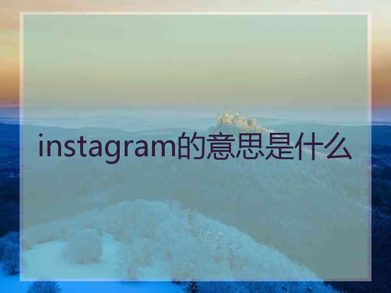 instagram的意思是什么