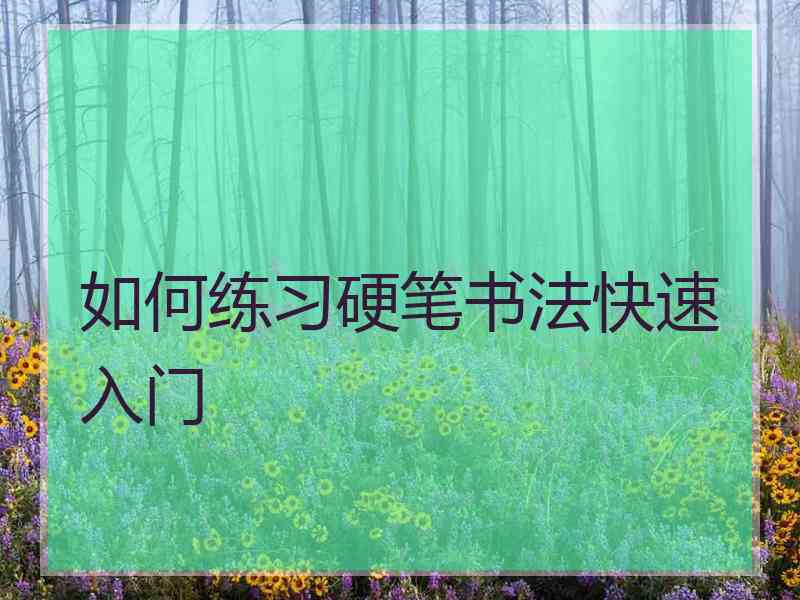 如何练习硬笔书法快速入门