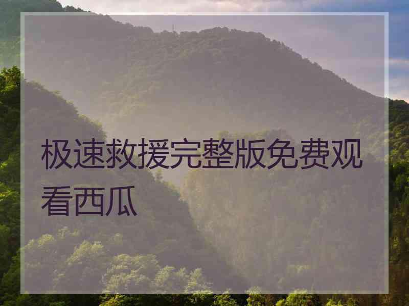 极速救援完整版免费观看西瓜