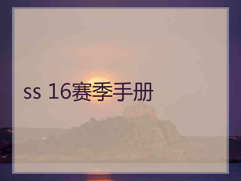 ss 16赛季手册