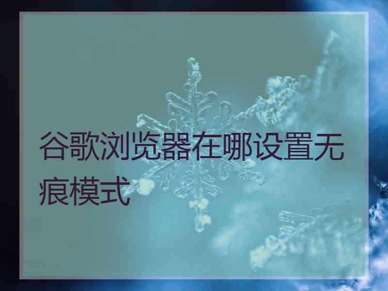 谷歌浏览器在哪设置无痕模式