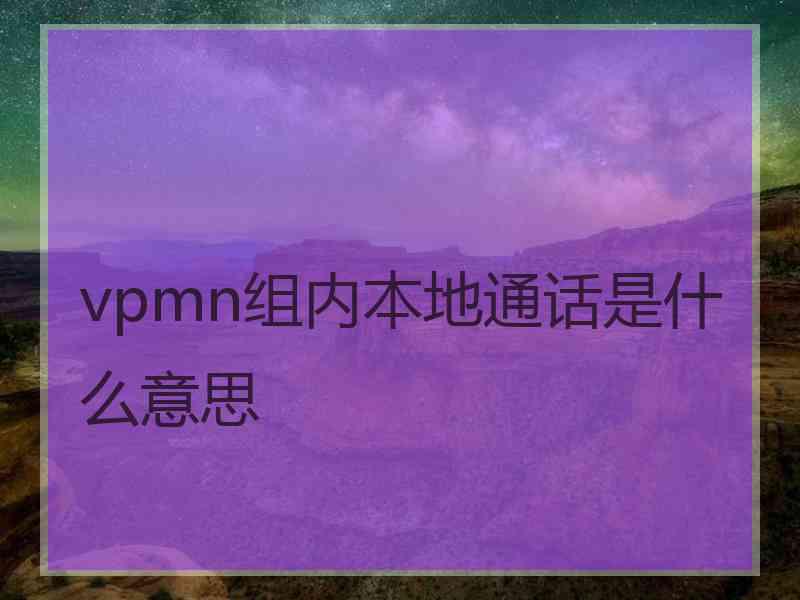 vpmn组内本地通话是什么意思